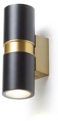 Produktbild von RED - DESIGN RENDL RENDL MANO Wandleuchte schwarz/gebürstetes Messing 230V GU10 2x8W IP54 R14128
