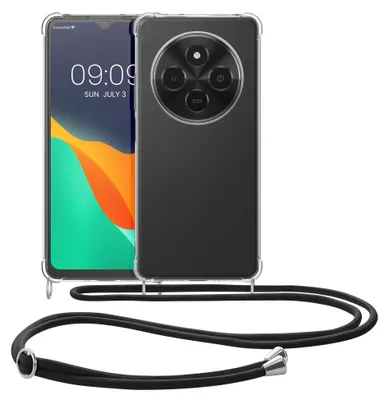 Produktbild von kwmobile Necklace Case kompatibel mit Xiaomi Redmi 14C / Poco C75 Hülle - Silikon Cover mit Handykette - Band Handyhülle Transparent Schwarz