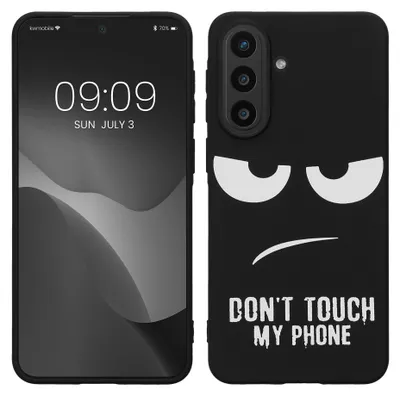 Produktbild von kwmobile Hülle kompatibel mit Samsung Galaxy A57 5G - Handyhülle Silikon Case - Don't touch my Phone Weiß Schwarz