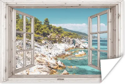 Produktbild von MuchoWow® Poster Aussicht - Baum - Meer 90x60 cm - Schlafzimmer