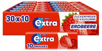 Imagen del producto de Chicle Extra sabor fresa, sin azúcar, ideal para relajarse, paquete grande de 30 unidades