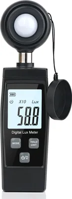 Produktbild von Lichtmessgeraet, tragbares Lux-Messgeraet zur ueberwachung der Umgebungslichtintensitaet, digitales Photometer, Reichweite bis zu 200.000 Lux, Foto-Beleuchtungsstaerke-Sensor mit MAX/MIN-Datenspeicherung fuer wachsende Pflanzen, LED
