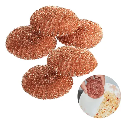 Productafbeelding van 5 stuks koperpons, koperkrabber, schraper, koperen schuursponsjes, herbruikbaar