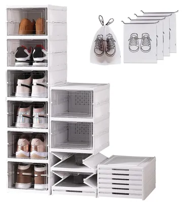 Stapelbare Schuhboxen, durchsichtig, 6 Stück, bis Gr. 47