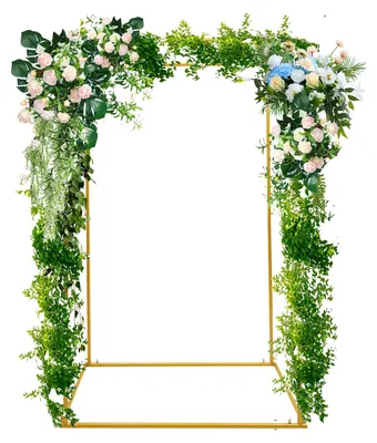 Produktbild von Metall Blumenständer Hochzeit - Freistehender Blumenständer - Stahlrohr 119x60x184 cm - DIY Dekoration - Einbrennlackierung - Gold