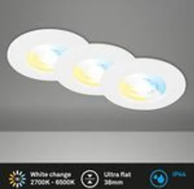 Produktbild von LED 3er Set Einbauleuchten CCT Dimmbar 4,9 W 580 lm Kunststoff Weiß