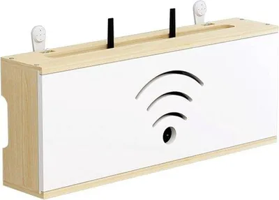 Image de Support mural en bois massif pour routeur - Rangement des câbles - 466 x 243 x 52 cm - Couleur bois