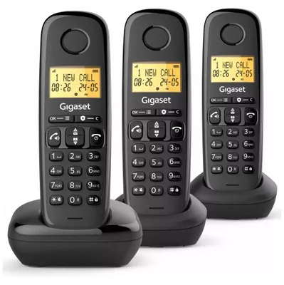 Zdjęcie produktu dla Telefon bezprzewodowy czarny - Gigaset - BASIC100TRIONOIR -
