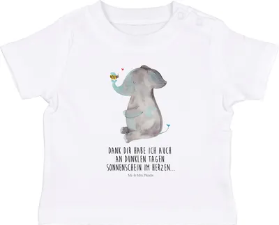 Produktbild von Mr. & Mrs. Panda Babyshirt Elefant Biene 12. - 18. Monat - Weiß - Geschenk, Liebesspruch, T-Shirt Baby, , Kinder Oberteil, Heiratsantrag, Hochzeitsgeschenk, Liebe