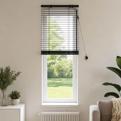 Obrázok produktu pre Jalousie, farba: čierna, rozmer: 60 x 130 cm, hrúbka lamiel: 35 mm, materiál: masívne drevo paulónia