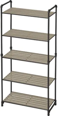Produktbild von Hoppa! Lagerregal | 64x30x130 (BxDxH) | Graubeige/Schwarz