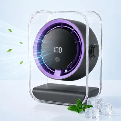 Produktbild von Tischventilator, Ventilator leise, 720° einstellbar, 3 Timer-Stufen (3/6/9h), 100 Geschwindigkeiten, Ventilatoren USB, LED display, Überall einsetzbar