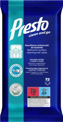 Zdjęcie produktu dla Ściereczki nawilżane Presto do łazienki 72 szt.