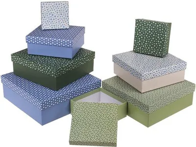 Zdjęcie produktu dla Pudełko prezentowe 8-elementowe - Pudełka prezentowe z pokrywką - Opakowanie prezentowe - Wytrzymała konstrukcja kartonowa - 22,5 x 22,5 x 8 cm - Idealne na każdą okazję