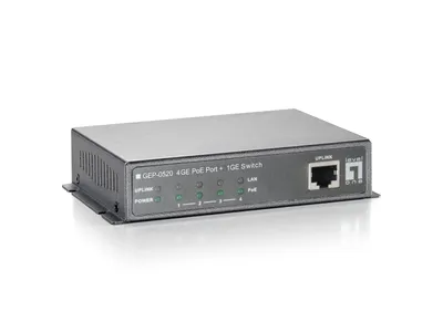 Produktbild von LevelOne 5-Port-Gigabit Ethernet-PoE-Switch, 61.6W, 802.3af PoE, 4 PoE-Ausgängen