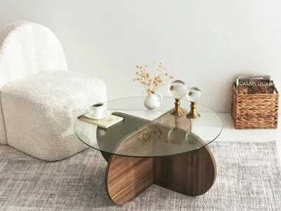 Produktbild von Nila - Couchtisch, 75x75x35h cm, Nussbaum Braun, Zeitungsablage