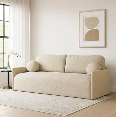 Produktbild von Schlafsofa GLORI 206x87 cm mit Schlaffunktion und Bettkasten, komfortabel Sofa mit MOS system - QUELLE 06 Latte