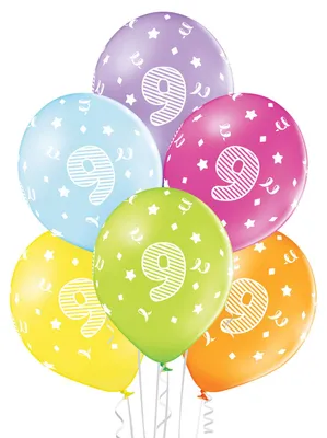 Produktbild von Party Factory 25er Set bunte Luftballons, Zahl 9 Ø 27cm