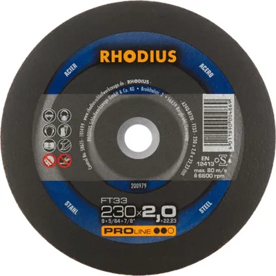 Obrázok produktu pre Rezný kotúč Rhodius FT 33 230x2,0x22,23 mm oceľ Proline - 200979