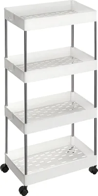 Produktbild von SONGMICS Rollwagen mit 4 Ebenen, Küchenwagen, auf Rollen, platzsparendes Küchenregal und Badregal, für die Küche, das Büro und das Badezimmer, 40 x 22 x 86 cm, weiß KSC10WT