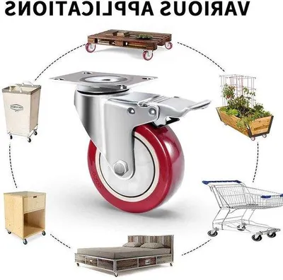 Productafbeelding van Famanu zwenkrollen met rem - industriële meubelrollen - 100 mm - rood