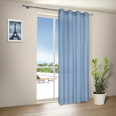 Produktbild von Gerster Ösenschal, uni B = 140 x H =235 cmTransparent Criss-Cross We Uni blau