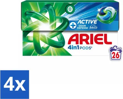 Produktbild von Ariel - 4-in-1 Waschmittel-Pods - Aktive Geruchskontrolle - 26 Pods - Vorteilspack - 4 Stücke