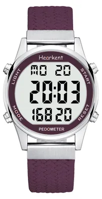 Produktbild von Hearkent Schrittzähler für Damen, Kalorien- und Entfernungsaufnahme, Dunkelrot,