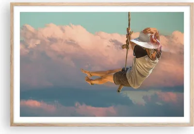 Produktbild von Gerahmtes Poster - Rahmen in heller Eiche - Schaukeln Seil Himmel - 91,5x61 cm - Wand Bild - Wanddeko - Wandbilder - Wandposter - Bilderrahmen - Bilder - Kunstdruck - Wandbild - P2NAA91x61-4259