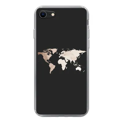 Produktbild von MuchoWow® Handyhülle Schutzhülle Hülle für iPhone 7 Weltkarte - Leder - Schwarz Silikon Softcase Handy Hülle - Kartenhalter