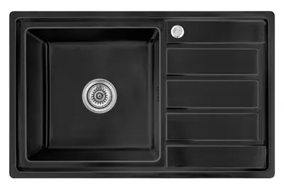 Produktbild von Proaja- 80x50x21cm Küchenspüle schwarz Edelstahl 304 Materialstärke 0,9 eckig 1 Becken,Einbauspüle,Spüle Küche Abtropffläche. R16