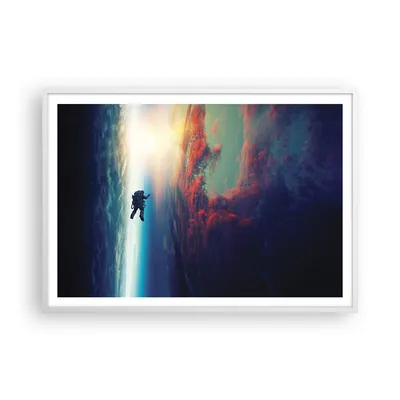 Produktbild von Gerahmtes Poster - Weißer Rahmen - Kosmos Astronaut Planet - 100x70 cm - Wand Bild - Wanddeko - Wandbilder - Kunstposter - Wandposter - Bilderrahmen - Bilder - Kunstdruck - P2WAA100x70-5049