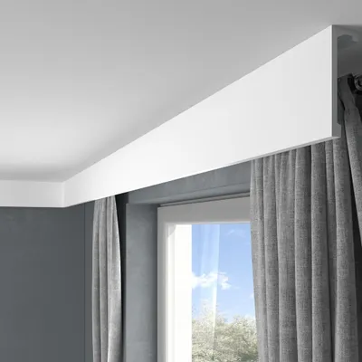 Produktbild von PROVISTON | Vorhangleiste Polystyrol | 46 x 148 x 2000 mm | Weiß | Stuckleiste | Lichtleiste