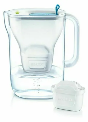 A Brita water filter pitcher and a replacement filter are shown against a white background.