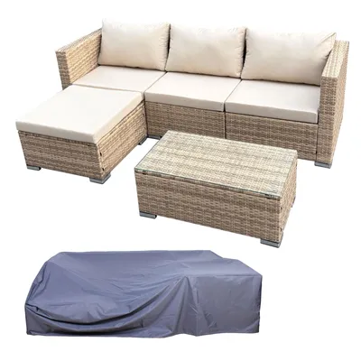 Image de Ensemble de salon de jardin SVITA QUEENS mobilier de jardin coin salon housse polyrotin beige