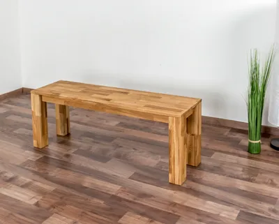Produktbild von Moderne Sitzbank aus massivem Eichenholz, Natur, 120 cm Länge, 33 cm Breite, 45 cm Höhe
