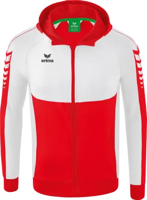 Produktbild von Erima Six Wings Trainingsjacke mit Kapuze Rot/Weiß Junior - 152