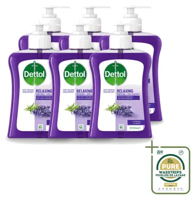 Obrázek produktu pro 6 kusů tekutého mýdla Dettol na ruce, vůně levandule, objem 250 ml, balení