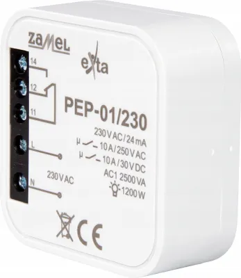 Image de Relais électromagnétique encastré 10A 230V AC PEP-01/230 Exta Zamel