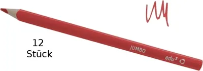 Produktbild von edu3 Jumbo Farbstifte Dreikant 12 Buntstifte rot