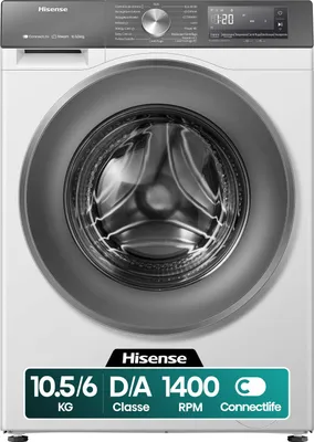 Zdjęcie produktu dla Hisense WD3S1043BW7, Od przodu, Wolnostojący, Biały, Lewy, Szary, Szary