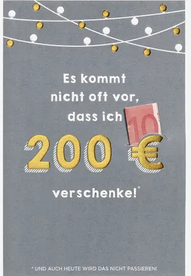 Produktbild von Geburtstag Geldkarte Karte mit Umschlag, unverpackt, Auch heute keine 200€