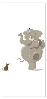Produktbild von Wallario selbstklebende Türtapete 100 x 220 cm mit Schutzlaminat - Elefant erschrickt vor Maus