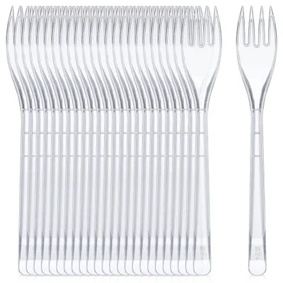 Image de Excellent Houseware | Fourchettes en plastique 25 pcs - 17,5 cm - Réutilisables - Transparents - Lavable au lave-vaisselle