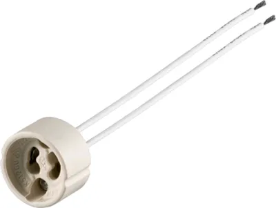 Produktbild von Goobay 9134 GU10 Lampenfassung mit Zwillingslitze, Weiß, 0.15 m - max. 100 W/250 V (AC), 0,15 m Kabel, Keramik/Silikon