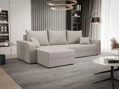 Produktbild von BEDANTE ECKSOFA HEWLET L BIS Cosmic 10 Links Beige mit Schlaffunktion L-Form Sofa mit Stauraum Bettkasten Wohnzimmersofa Couch Sofa Bettsofa Bettkasten Bettcouch