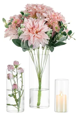 Produktbild von Set aus 3 klaren Glasvasen für Tischdekoration 15/20/25 cm