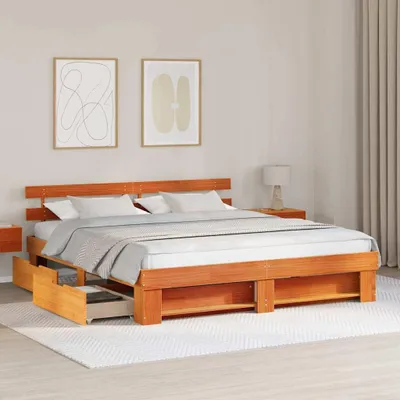 Produktbild von "Winterschlussverkauf "Bettrahmen - CLORIS - Doppelbett - Robust und langlebig - Wachsbraun 180 x 200 cm - Einfache Montage -  Massives Kiefernholz - NeuMöbel7623074