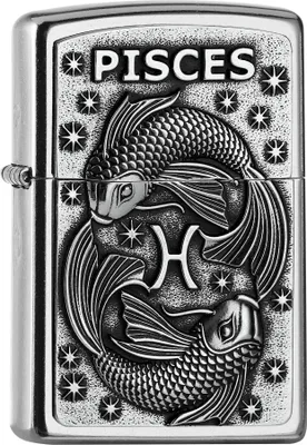 Produktbild von Zippo Feuerzeug Pisces Tierkreiszeichen Fisch Sturmfeuerzeug Street Chrome Metall