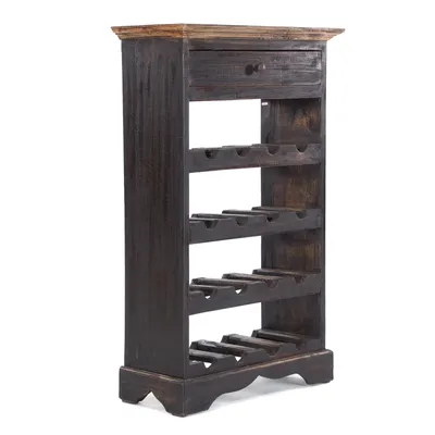 Obrázek produktu pro CORTEZ WINE RACK | 85x55cm(VxŠ) Dřevěný stojan na lahve se zásuvkou | Barva: 04 černá-přírodní